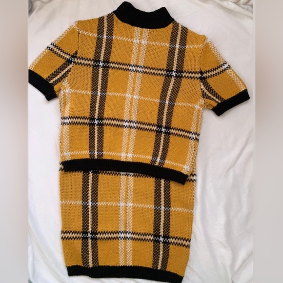 Skirts Yellow Black Plaid Knit Two Piece Skirt Set Poshmark